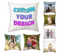Fodera Cuscino Personalizzata con Foto - Copricuscino Su Misura per Immagini e Testo - Cuscino Decorativo Regalo con Cuciture Nascoste,Design Fai Da Te per Animali Domestici, Coppie, Famiglia