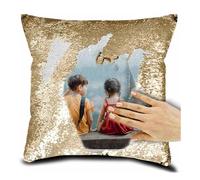 Fodera Cuscino Personalizzata con Paillettes - Crea il Tuo Design,Foto, Testo o Magia Animali, Coppie e Famiglia - DIY Cuscino Personalizzato 40x40cm