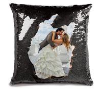 Fodera Cuscino Personalizzata con Paillettes - Crea il Tuo Design,Foto, Testo o Magia Animali, Coppie e Famiglia - DIY Cuscino Personalizzato 40x40cm