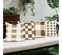 Fodera Cuscino Velluto 60×60 cm Set 4, Copricuscini Decorativi Morbidi con Cerniera Invisibile, Federe Cuscini Eleganti per Divano Salotto, Arredo Casa Moderno，Marrone Dov'È La Griglia? C0K-255