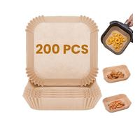 Fodera di carta per friggitrice ad aria, 200 pezzi, forma quadrata, usa e getta, carta pergamena oleata, accessori per uso alimentare, compatibili con friggitrici COSORI, Ninja, Tefal, Russell Hobbs