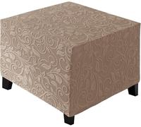 Fodera Elasticizzata per Pouf/Poggiapiedi Quadrato, Morbida E Lavabile - Copertura Protettiva in Spandex con Fondo Elasticizzato, Rimovibile E Antipolvere(Khaki,X Large)
