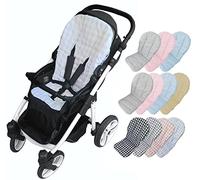 Fodera Estiva Passeggino Bambino - Cotone - Materassino Freschea Universale Carrello - Marca Vizaro (Blu Quadri Vichy - Cotone Premium 100%)