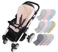 Fodera estiva sedia da passeggio bebè - cotone - Materassino Freschea Universale Carrello - Marca Vizaro (Rosa Quadri Vichy - Cotone Premium 100%