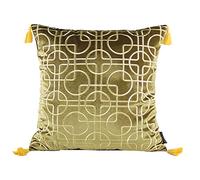 Fodera for cuscino geometrica colorata, stile retrò orientale, in velluto, decorativa, for auto, divano, di lusso ed elegante (grigio, (imbottito))(Green,45 x 45 cm (Pack of 1))