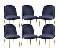 Fodera for sedia da pranzo laterale imbottita in velluto elasticizzato | Fodere for sedie da pranzo con accento moderno della metà del secolo for la cucina e il soggiorno(Water Blue,6PCS)