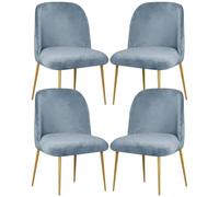 Fodera for sedia da pranzo laterale imbottita in velluto elasticizzato | Fodere for sedie da pranzo con accento moderno della metà del secolo for la cucina e il soggiorno(Gray Blue,4PCS)