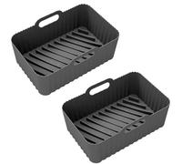 Fodera In Silicone Rettangolare For Friggitrice Ad Aria, Compatibile Con Ninja, DZ201/DZ401 8-10QT Antiaderente A Doppia Zona Airfryer Cestello Forno Vassoio Di Cottura(2 pcs black)