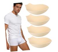 Fodera Intima Maschile in Spugna Perforata, 4 Pezzi, Gialla | Coppa a U Tridimensionale, Forma Concava, Copertura Frontale, per Pantaloni Casual e Costumi da Bagno