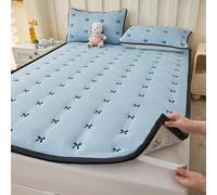 Fodera Materasso Topper Matrimoniale/Singolo/Una Piazza E Mezza 130/140/160170/X190 Copri Materasso Trapuntato Sottile Imbottito Lavabile Proteggi Materasso con 4 Elastici Angoli(130x190cm,Blue B)