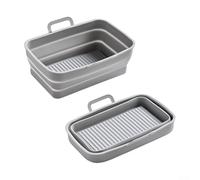 Fodera per cestello friggitrice ad aria, 2 pezzi, in silicone, per modello rettangolare DZ201410, per adattarsi a piatti di varie dimensioni e metodi di cottura (grigio)