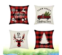 Fodera per cuscino 4 pezzi Sfondo a quadri rosso Fodera per cuscino natalizio