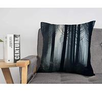 Fodera per cuscino Awaresome colorato scuro che passa il tempo attraverso gli alberi durante la nebbia della foresta Design e nebbioso Fodere per cuscino nero accogliente 18 x 18 pollici per