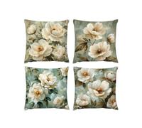 Fodera per cuscino Bianco 4 Pack Cuscini Divano Fodera fiore copricuscini divano Velluto, Esterni federe Decorative, Si applica a Soggiorno Divano Camera da Letto Giardino Decor Linen,40 x 40cm A-8