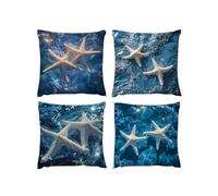 Fodera per cuscino Bianco 4 Pack Cuscini Divano Fodera stelle del mare copricuscini divano Velluto, Esterni federe Decorative, Si applica a Soggiorno Camera da Giardino Decor Linen,55 x 55cm A-7
