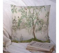 Fodera per cuscino Cuscino decorativo Federa Albero dal lago Cielo nebbioso Paesaggio Parchi Stampa Ambiente invernale Texture esterne Uccelli Acqua Murale Federa in poliestere per divano Divano 18x