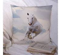 Fodera per cuscino Cuscino decorativo Federa Grigio Equestre Bianco Emozioni Stallone Animali Fauna selvatica Corsa Successo Paese delle meraviglie Inverno Federa in poliestere per divano Div