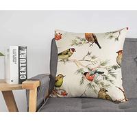 Fodera per cuscino da tiro Ciuffolotto retrò Uccelli della foresta Disegno ad Rowan Motivo rosso Pittura Design Opera d'arte Fodere per cuscini accoglienti 18 x 18 pollici per letto Car L