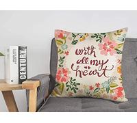 Fodera per cuscino da tiro cornice rosa grunge giallo arancione tutto il mio cuore baby margherita amore floreale famiglia confine compleanno accogliente fodere per cuscini 18 x 18 pollici pe