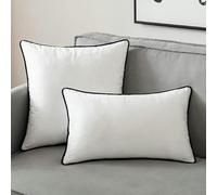 Fodera per cuscino decorativa in velluto moderno e minimalista bordo in corda arrotolata tinta unita decorazione soggiorno abbraccio federa-bordo bianco nero-30x50 cm