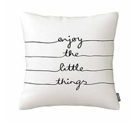 Fodera per cuscino "Enjoy The Little Thing", 45x45 cm, in cotone e lino, con cerniera.