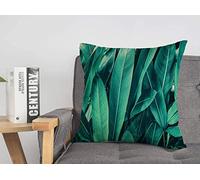 Fodera per cuscino esotica Foglie tropicali Verdeggiante Ombra scura Giardino Ramo Cespuglio verde Area Fogliame retrò Albero Accogliente fodere per cuscini 18 x 18 pollici per letto Car Lvin