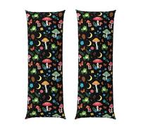 Fodera per cuscino lungo 20x60 cm con luna, rane, funghi e foglie psichedelici, federa per cuscino per il corpo di alta qualità con cerniera, protezione in morbido tessuto di flanella, per divano, le