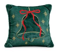 Fodera per Cuscino Natalizia Decorativa , Campanelli verdi , 2 cm | effetto pelliccia, Copricuscino per camera, Stile natalizio domestico, Per appassionati di ricami