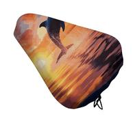 Fodera per cuscino per bicicletta Sunset Dolphin Cuscino per sedile bici Copertura antipioggia con coulisse Protezione impermeabile Cuscino per sella per bici