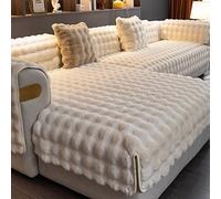 Fodera per Cuscino per Divano in Peluche di Coniglio Spesso, Nuovo copridivano Antiscivolo 2023, copridivano Antiscivolo per Set di divani componibili, Fodere mobili,Cream,90 * 180cm