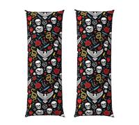 Fodera per cuscino per il corpo 20x60 Cool Rock Wild Eagle Red Rose Skull Floral, federa lunga in velluto premium con cerniera nascosta, federa rettangolare traspirante per camera da letto e casa
