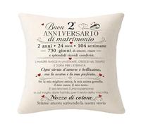 Fodera per Cuscino per il Secondo anniversario di Matrimonio, per moglie | Regalo per il secondo anniversario di matrimonio per donne, regalo per coppie, marito moglie, buon anniversario di matrimonio
