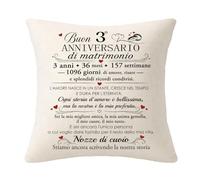 Fodera per Cuscino per il Terzo Anniversario di Matrimonio, per Moglie | Regalo per il terzo anniversario di matrimonio per donne, regalo per coppie, marito e moglie, buon anniversario di matrimonio