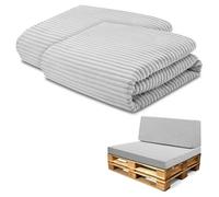 Fodera per cuscino per pallet in pannello di schiuma, cuscino a cuneo per materasso da pavimento Set di coperture: 120x40 cm + 120x80 cm - Ideale per mobili e letti Oeko-Tex Grigio chiaro Lincoln