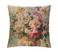 Fodera per Cuscino Vintage Flower Roses Shabby Chic Pink Peony, Moderne Federe Decorativi Divano Fodera per Sedia Camera Divano 45X45Cn