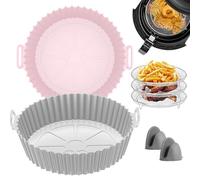 Fodera per friggitrice ad aria, rotonda, riutilizzabile, in silicone, per friggitrice ad aria per uso alimentare, teglia da forno in silicone oleato, accessorio compatibile con Ninja, Tower, Cosori