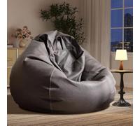Fodera per poltrona a sacco in finta pelle per divano singolo modulare ad angolo, non richiede imbottitura, elegante poltrona grigia per il massimo comfort