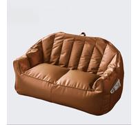 Fodera per pouf in ecopelle marrone con braccioli - versatile divano doppio per adulti e ragazzi ideale per soggiorno, camera da letto, dormitorio seduta.