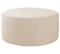 Fodera per Pouf Poggiapiedi Rotondo 60x60/50x50 /100x100/70x70 Elasticizzato Jacquard Copri Pouf Rotondo Copertura Dell'Ottomano con Fondo Elastico Copri Sgabello Protettore(#7,70x70cm/27.5x27.5in)