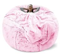 Fodera per pouf rotonda (non riempita), in morbido velluto, accogliente, per divano letto, soggiorno, divano pigro (marrone, rosa neve, 180 cm), elegante decorazione essenziale per la casa