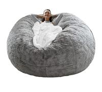 Fodera per pouf rotondo (non riempita), in morbido velluto, accogliente e soffice, per divano letto, soggiorno, divano pigro (marrone e grigio chiaro, 180 cm), elegante decorazione per la casa