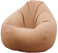 Fodera per Sacco a Sedia Morbida in Misto Cotone e Lino Senza Imbottitura con Cerniera Lavabile Contenitore per Peluche per Soggiorno Camera 80x90(Khaki,80x90cm)