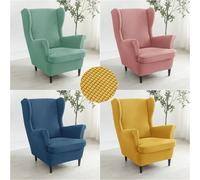 Fodera per sedia ad ala in pile polare Fodera per divano con schienale ad alette elasticizzato Fodera per poltrona in spandex elastico con fodera per cuscino Protezione per mobili