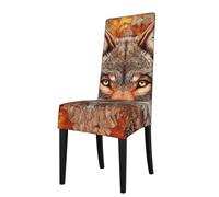 Fodera per sedia da pranzo con scritta in inglese "Three Wolves Are In The Maple Leaf", morbida copertura protettiva elasticizzata per sedie senza braccioli, ideale per casa, ristorante, feste e uso