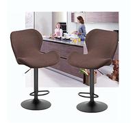 Fodera per Sgabello da Bar Estensibile Copri Sgabelli da Bar Girevoli con Schienale Set di 2/4 Moderno Scandinava Curvo Copertura Sedie da Cucina Casa Ufficio e Pranzo,Dark Brown,2PCS