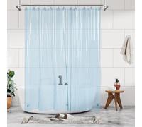 Fodera per tenda da doccia, in PEVA trasparente, di alta qualità, con 3 magneti e occhielli in metallo, impermeabile, leggera, dimensioni standard, colore: azzurro traslucido