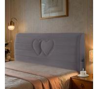 Fodera per testiera in velluto con tasca laterale e motivo a doppio cuore, misura universale, per letto matrimoniale, protegge e migliora l'arredamento della camera da letto