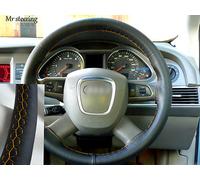 Fodera Per Volante In Pelle Italiana Nera Per Audi A3 04-12 Con Cuciture Gialle