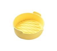 Fodera rotonda in silicone per friggitrice ad aria, fodera da forno in silicone, riutilizzabile, resistente al calore, per fodere di carta pergamena usa e getta, accessori da cucina antigrasso, giallo