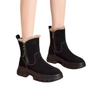 Foderato Stivali Invernali Donna Scarpe Sneakers Stivaletti con Tacco Stivaletto Basso Pelle Chelsea Boots Testa di Moro